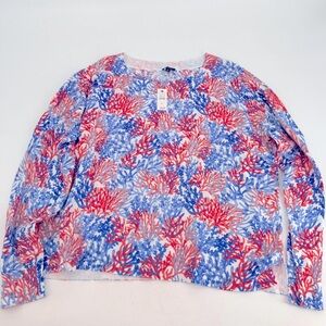 Talbots Coral Print Lightweight Sweater Size XL NEW